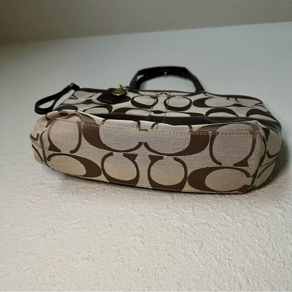 Coach Signature Canvas & Leather Brown Tote Handbag - Picture 12 of 13